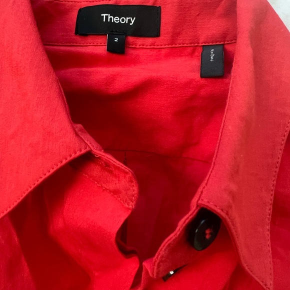 THEORY Eco Crunch Belted Mini Shirtdress Red SIZE 2 NEW - Picture 4 of 5